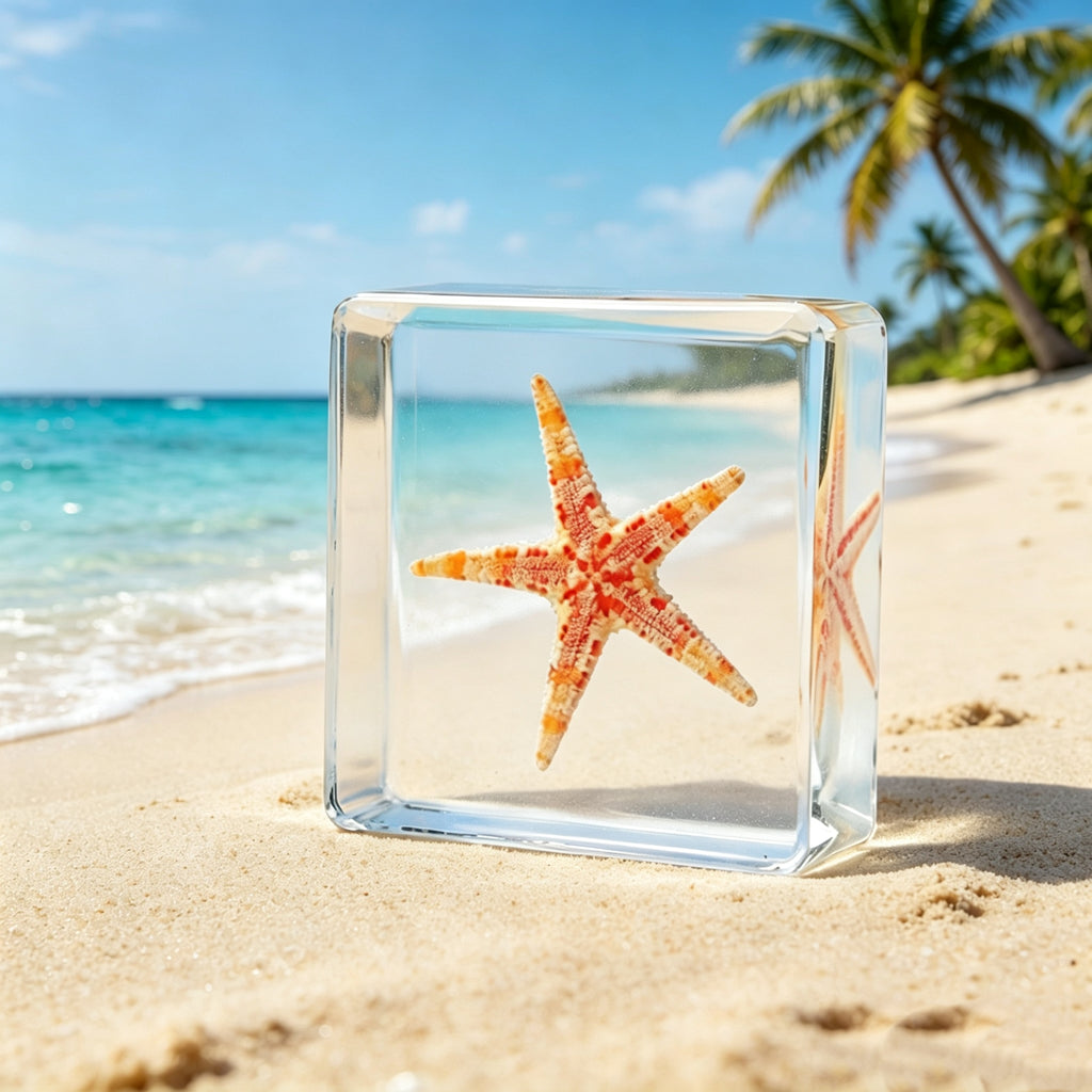 Real Astropecten Vappa Starfish Resin Specimen - Preserved Marine Animal Paperweight, Free US Shipping