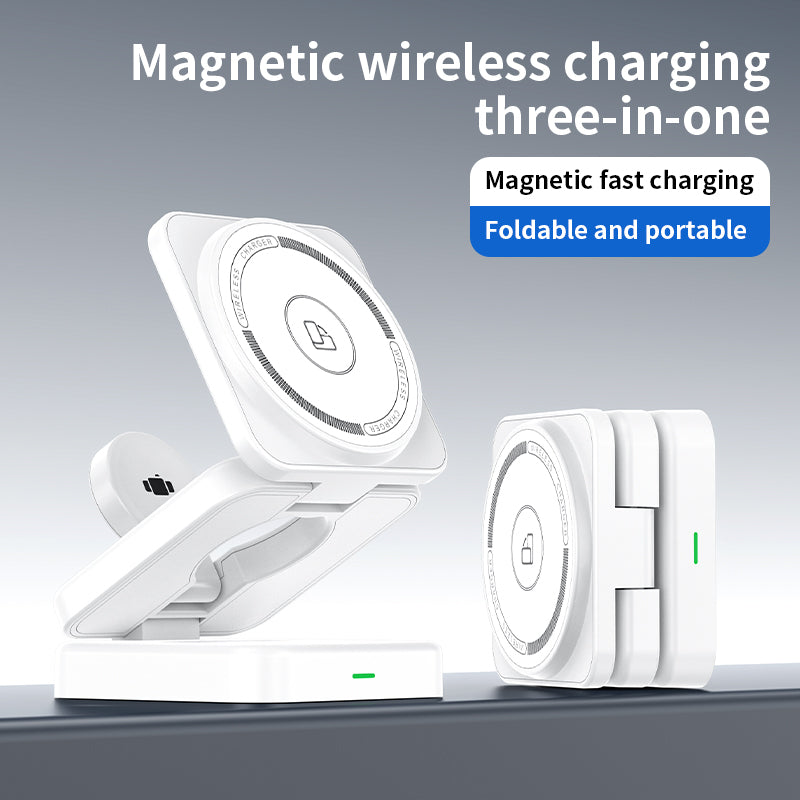15W Foldable 3-in-1 Magnetic Wireless Charger Stand