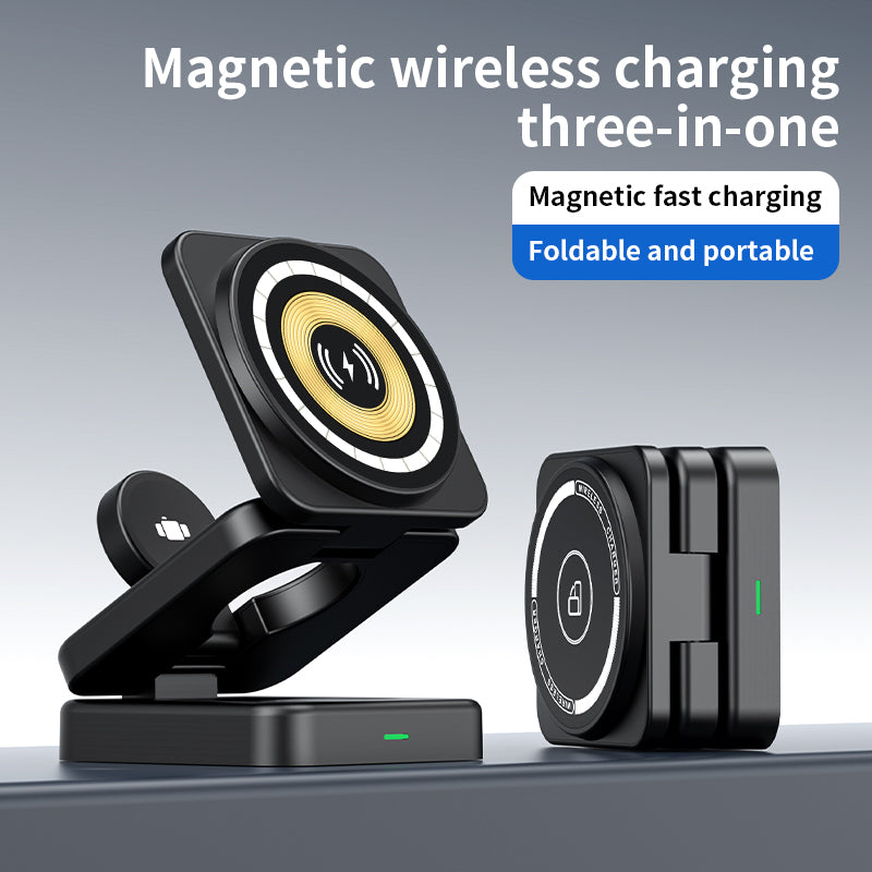 15W Foldable 3-in-1 Magnetic Wireless Charger Stand