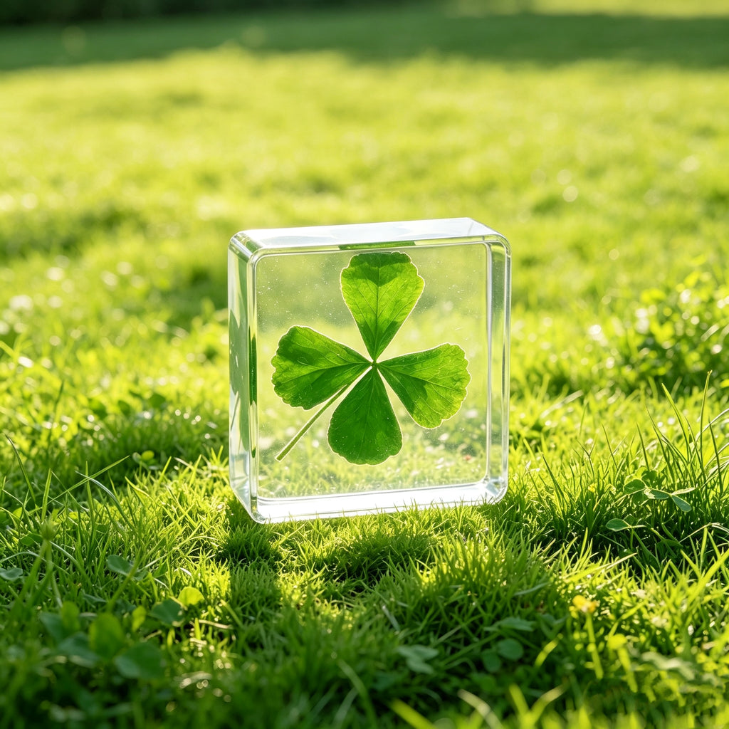 Real Marsilea Quadrifolia (Four‑Leaf Clover) Resin Specimen, Lucky Charm Paperweight, Free US Shipping Paperweight