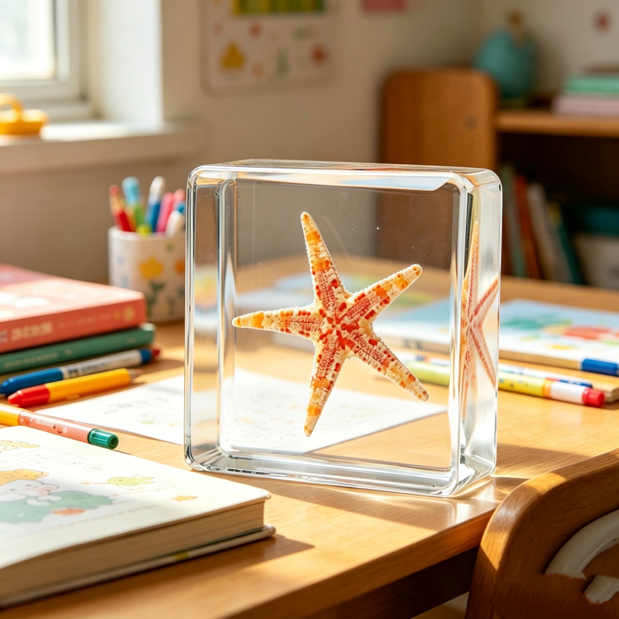 Real Astropecten Vappa Starfish Resin Specimen - Preserved Marine Animal Paperweight, Free US Shipping
