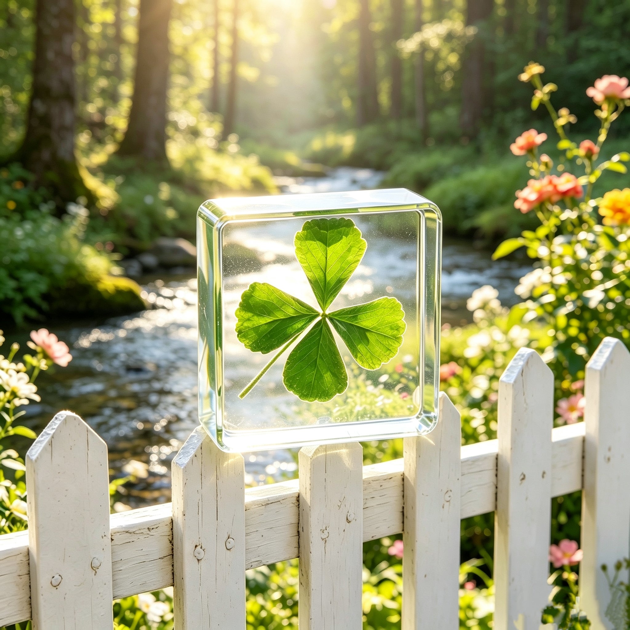 Real Marsilea Quadrifolia (Four‑Leaf Clover) Resin Specimen, Lucky Charm Paperweight, Free US Shipping Paperweight