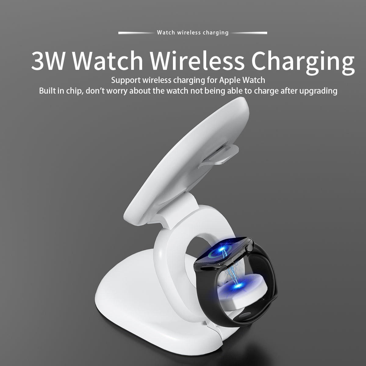 15W Magnetic 3-in-1 Wireless Charger Stand, Foldable MagSafe Charging Station with RGB Light for iPhone, Apple Watch & AirPods