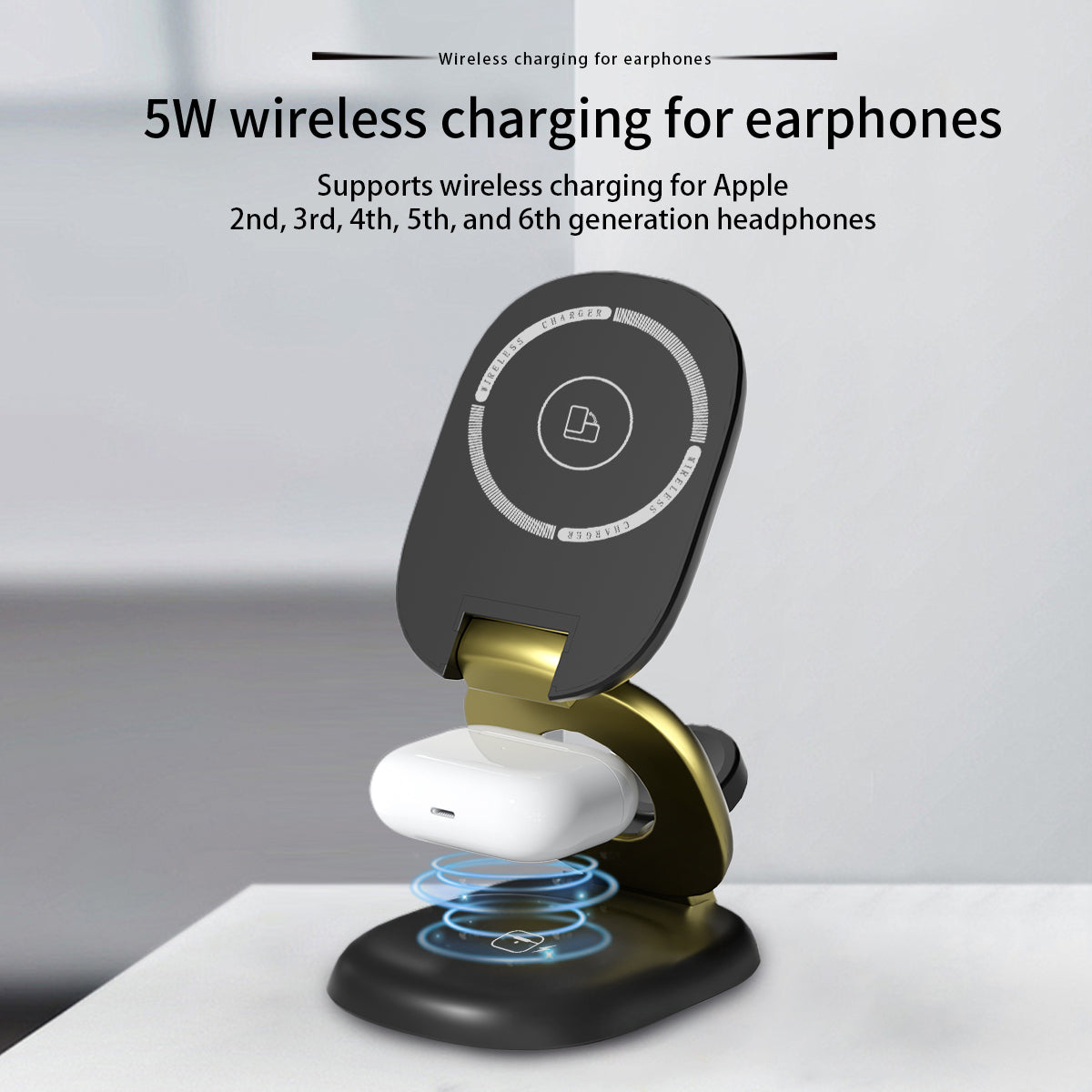 15W Magnetic 3-in-1 Wireless Charger Stand, Foldable MagSafe Charging Station with RGB Light for iPhone, Apple Watch & AirPods